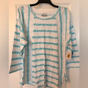 NWT Westbound Turquoise and White Patterned Top